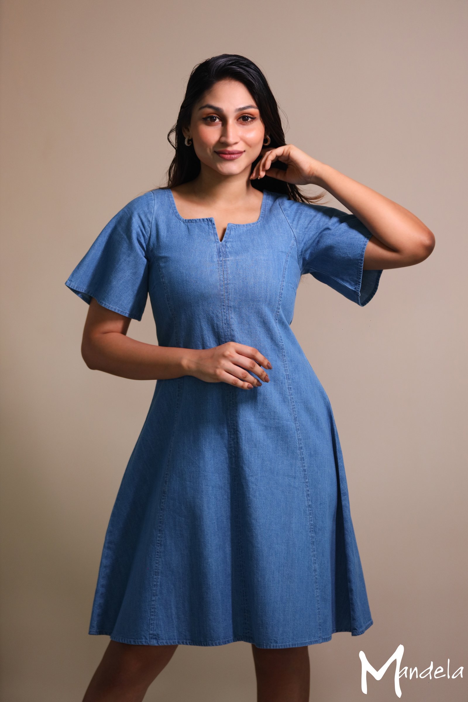 Short Sleeve Short Denim Dress